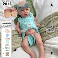 Poupée Reborn en Silicone Style Nouveau-né de 18 Pouces Lavable pour Jeux d'Imitation et Collection Commémorative Bébé - Vente en Gros