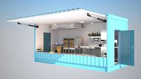 Cuisine en conteneur préfabriqué extensible et respirant en structure acier |   Cabine de cuisine modulaire pour événements, centre commercial extérieur, atelier
