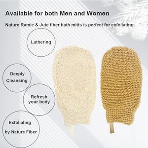 Eco Friendly Natural Reusable Exfoliating Jute Ramie Fiber Bath <b>Glove</b> <b>Shower</b> Sisal Mitt Soap Foaming Bag Body Exfoliating <b>Gloves</b> - Product Image 2