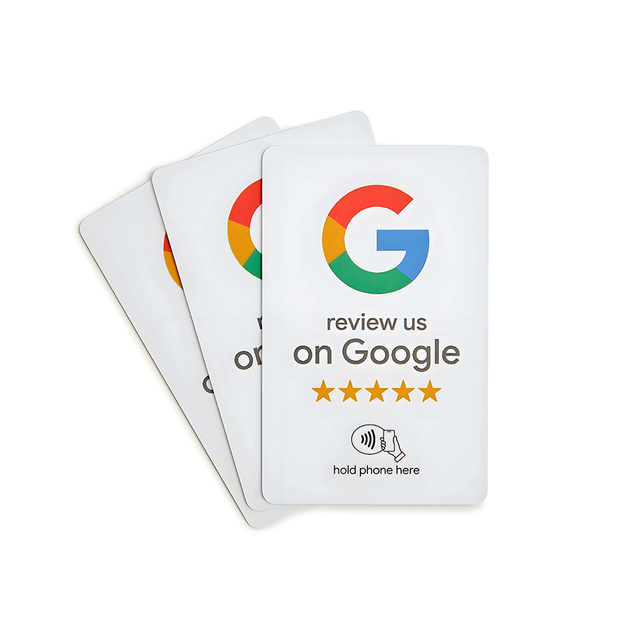 1-Tap NFC Google Review Card - Waterproof PVC Smart Tap to Review Business Card for Social Media Link