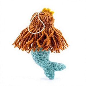 Knitted <b>Mermaid</b> Christmas Ornament <b>Crown</b> Cartoon Doll Wall Hanging Indoor Decoration Small Handmade Eco-friendly Certified Gold - Product Image 3