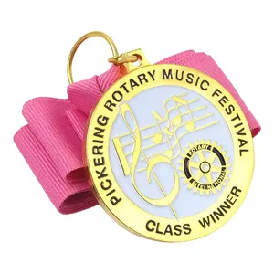 Medalha criativa esmaltada personalizada para basquete, esportes, escola, medalhas musicais com fita, fornecedor