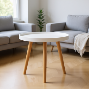 Mesa de Centro Redonda con Bandeja de Madera, Diseño Escandinavo Moderno, Muebles para Sala de Estar, Uso Doméstico D0100HPYLNW - Product Image 2