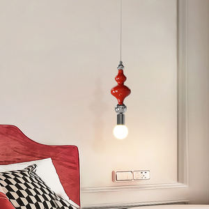 עיצוב הבית נורדי מודרני תליון אור תאורה שרף כרום אדום e27 - Product Image 1