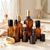Flacons à bille en verre ambré ronds de 5 ml, 10 ml, 20 ml, 30 ml, 50 ml, 100 ml pour parfum, avec bille roulante en acier inoxydable