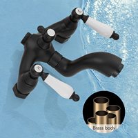 Robinet de bain en bronze huilé pour baignoire sur pied avec douchette à main et barre de pulvérisation, robinet mélangeur de salle de bain à débit élevé