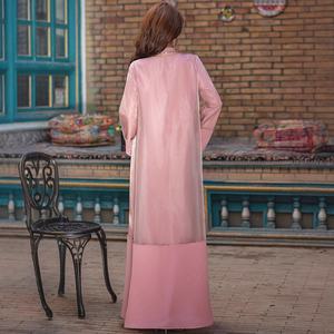 Ba5188 <span class=keywords><strong>Jupe</strong></span> <span class=keywords><strong>longue</strong></span> deux pièces <span class=keywords><strong>rose</strong></span> fleur de cerisier avec cardigan en diamant cousu à la main Robe pour femme du Moyen-Orient Dubaï - Product Image 3