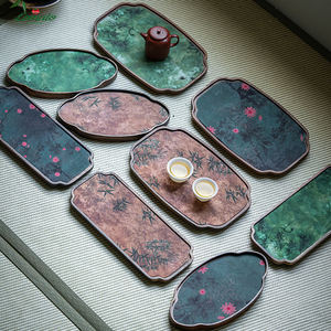 Bandeja para Tazas de Té Pequeña, Elegante, Duradera y Ecológica, de Madera Natural, Juego de Té para el Hogar - Product Image 1