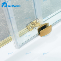 Porte de douche coulissante sans cadre en verre trempé doré de qualité supérieure Weisdon, en acier inoxydable pour salle de bain