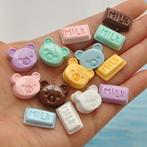 Kawaii-cabujones de resina para manualidades, cabujones de resina con respaldo plano para manualidades, decoración en miniatura para comida, leche y Chocolate - Product Image 4