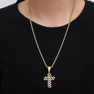 Collar con Colgante de Cruz y Cadena Cubana con Espinas, Estilo Hip Hop para Hombre, de Cobre y Circonio, Regalo Moderno - Product Image 5