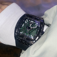 Montre à quartz en silicone pour homme, style industriel, étanche, style européen, design unique, cadran noir, sport