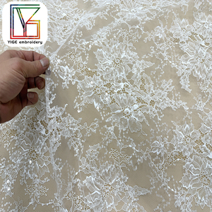 Tessuto in Pizzo Chantilly Francese con Paillettes Ricamate, <span class=keywords><strong>Tulle</strong></span> Bianco alla Moda <span class=keywords><strong>per</strong></span> <span class=keywords><strong>Abiti</strong></span> da Sposa - Product Image 5