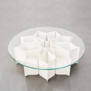 Mesa de centro de sala de estar de Hotel de lujo de estilo de diseñador moderno con tapa de cristal BSSE, muebles con acento de Metal Simple, característica decorativa - Product Image 3
