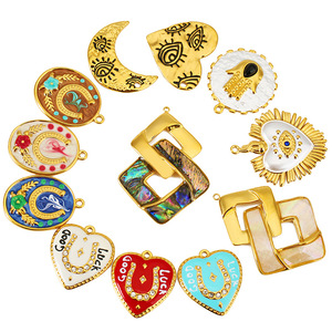 Pendentif en acier inoxydable en forme de lune, cœur et fer à cheval, porte-bonheur, composants de bijoux DIY pour colliers et boucles d'oreilles, vente en gros - Product Image 4