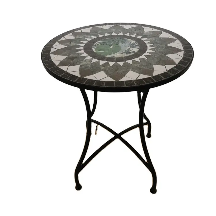 モダンでシンプルなスタイルのクリエイティブなデザイン屋外多目的モザイク防水円形テーブル