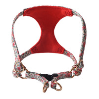 Set Harnesses dan Tali Anjing Mewah Desainer, Bahan Katun Lukis Tangan, Bernapas, Ringan, Bermotif Bunga