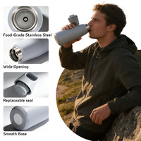 Bouteille d'eau sport à double paroi isolée sous vide en acier inoxydable 304 à col étroit, couleur personnalisée, directement de l'usine, pour la salle de sport
