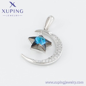 Xuping perhiasan liontin kristal, perhiasan berlapis emas kristal biru bulan dan bintang untuk wanita - Product Image 6