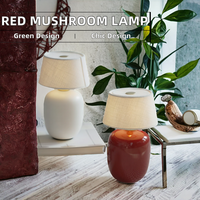 Lampe d'hôtel moderne écologique en fer rouge, style champignon crème français, décor mignon pour fille, alimentation CA, LED pour bureau
