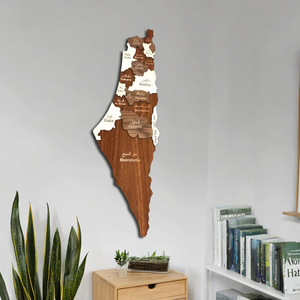 Decoración de Pared Islámica Pafu, Mapa del Mundo de Madera, Mapa de Palestina, Decoración de Pared para Ramadán, Palestina, Jerusalén, Franja de Gaza, Decoración de Pared Única - Product Image 1