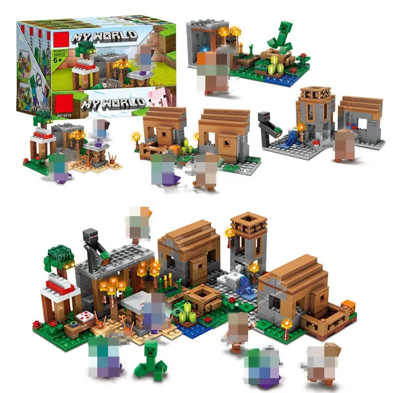 4 In 1 Building Blocks Sets My World With Action Figures Collection Big Scene Educational Bricks Sets For Children Gifts