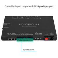 Controlador Maestro TK8 DMX512 de 8 Canales y 8192 Píxeles, Tira de LED Digital Programable, Controlador de LED Activado por Música para Escenarios