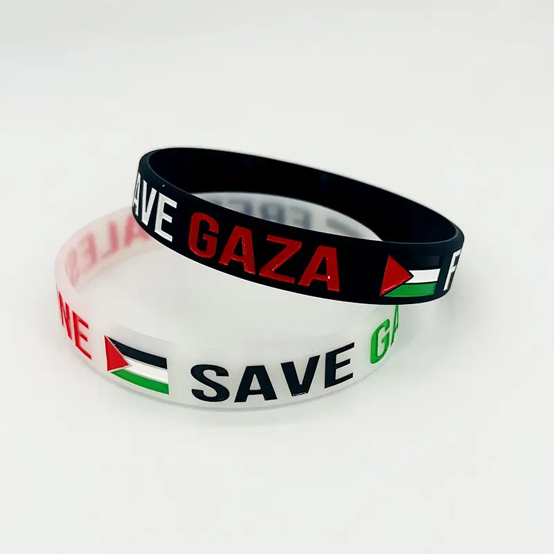 Disesuaikan grosir karet pvc lembut silikon bendera Palestina gelang gelang Palestina bendera produk untuk pria