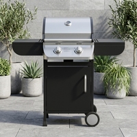 Barbecue portable pliable à gaz propane 2 brûleurs, robuste, pour extérieur, avec chariot, montage facile, style moderne, métal thermolaqué