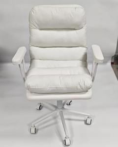 Chaise de bureau moderne et confortable pour la maison, avec accoudoirs en métal doré <span class=keywords><strong>5</strong></span> étoiles, revêtement en PU gris, ergonomique, pivotante, réglable en hauteur, dossier ergonomique pour le bas du dos - Product Image 5