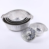 Pot en aluminium jetable avec couvercle, rond, pour cuisson, vente en gros, prix d'usine, pour plats à emporter, barbecue, camping