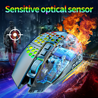 Mouse Gaming Mini Nirkabel RGB 2.4Ghz yang Dapat Disesuaikan, Pelacakan Bola, 6 Tingkat Kecepatan, 7 Tombol, Desain Ergonomis, Koneksi USB, PC Laptop