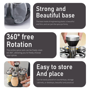ชั้นวางเครื่องเทศแบบหมุนได้สำหรับวางบนเคาน์เตอร์ครัว พร้อมขวดแก้วใส่เครื่องเทศ 6 ชั้น - Product Image 3