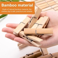 Pinces à Linge en Gros en Bois Naturel et Bambou pour Maison, Clips de Nappe Multifonction en Bois et Bambou