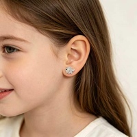 Boucles d'oreilles clous en argent pavé de zircon en forme de poisson pour filles, en acier inoxydable 316L hypoallergénique, mini bijoux d'oreille animaux marins pour enfants