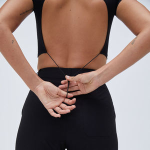 Gym manches courtes Crop Top Toggle Back Fitness Workout Compression Shirts pour femmes - Product Image 2