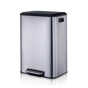 Customized Stainless Steel Waste Bin Rectangular 30 Liter Dual Compartments Indoor Kitchen Recycle Bin