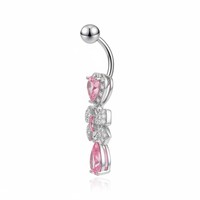 HGC 316L Nouveauté : Piercing de nombril style barre avec pendentif, plaqué PVD, bijou de piercing nœud papillon
