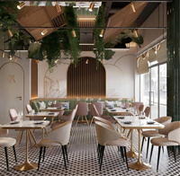 Mobilier de restaurant contemporain, banquette de salon pour pâtisserie, siège de banquette, mobilier commercial pour hall d'hôtel et café, table carrée avec structure en carbone