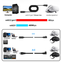 5M 6M Ligne de Données Pour Oculus Quête 2 Lien Casque USB 3.2 Type C Données De Charge Câble Type De Transfert-C À USB-A Cordon VR Accessoires
