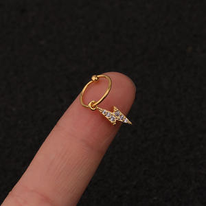 Novedad: Pendientes de Aro Clásicos de Acero Inoxidable 20GX6/8mm con Circonitas Colgantes para <span class=keywords><strong>Piercing</strong></span> de Tragus, Cartílago, Hélix y Rook para Mujer - Product Image 2