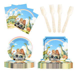 DAMAI Driver Kapibara Ofreció Platos, Vasos y Servilletas Desechables de Papel para la Fiesta de Jurassic World en el Parque de Atracciones - Product Image 2