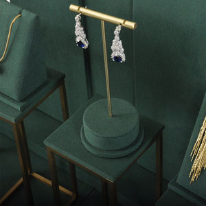 ที่วางโชว์เครื่องประดับแบบตั้งโต๊ะ พร้อมโลโก้สั่งทำ คุณภาพสูง สีเขียว สำหรับต่างหู แหวน สร้อยคอ  วัสดุไมโครไฟเบอร์และโลหะ - Product Image 6