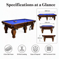 Mesa de Snooker Profesional de Alta Calidad 2026 de 9, 10 y 12 pies con Paño, Productos de Billar y Snooker