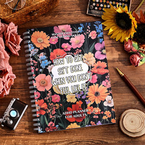 166 pages Vintage Floral Planner Grand journal TDAH non daté avec traqueurs de soins personnels, feuilles <span class=keywords><strong>d</strong></span>'objectifs et journaux <span class=keywords><strong>d</strong></span>'humeur - Product Image 2