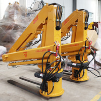 Grue de pont hydraulique marine pour petits navires de marchandises, 2 sections, système hydraulique, moteurs marins à vendre, fabriqué en Italie, Jiangsu