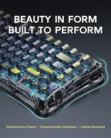 Nuevo Teclado Inalámbrico para Juegos GravaStar Mercury K1 Lite 75%, Teclas Transparentes Crystal Aurora, Gasket, Hot Swap, Tri-Modo, Retroiluminación RGB para PC