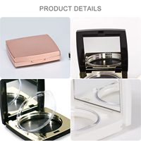Espejo Reciclable con Logotipo Personalizado para Herramientas de Maquillaje y Crema Facial, Estuche Compacto de Plástico Dorado Mate para Polvo Compacto