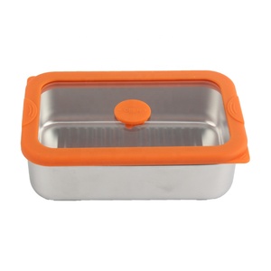 Rectangle Single <b>Compartment</b> Airtight Seal Lid Freshness Preservation Orange Stainless Steel Food Storage Container - Product Image 4