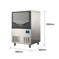 Machine à glaçons commerciale intégrée 198lbs/24H Machine à glaçons de haute qualité pour les bars commerciaux Sous le comptoir Machine à glaçons en acier inoxydable